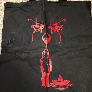 Black Tote Bag with Red Graphic Design